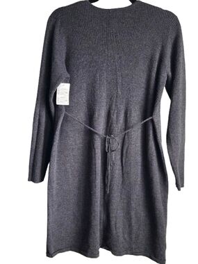 Motherhood Maternity Charcoal Gray Ribbed Tie-Waist Maternity Dress